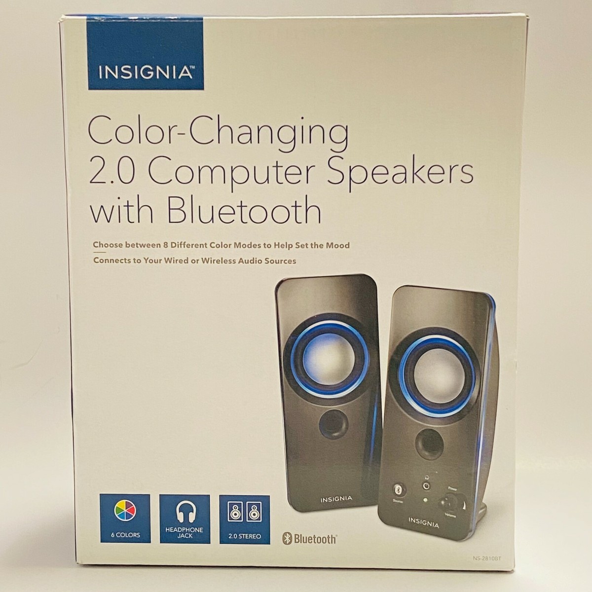 Insignia™ - 2.0 Bluetooth Lighted Speaker System (2pc) Black Model 
