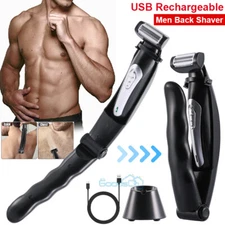 Electric Men Back Hair Razor Shaver - Long Handle Painless Full Body Groomer