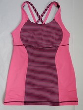 NUOVO LULULEMON Energy Tank Hyper Stripe Raspberry Glo Light Plum taglia 6
