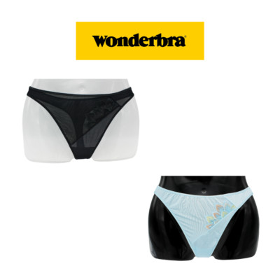 Damen Tanga, schwarz - hellblau, Sun Flower (Life Style) 8030 Wonderbra