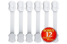  NEW Child Safety Locks Latches  12 Free Bonus Outlet Covers Safe Toddler Baby