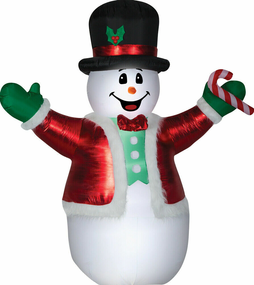 CHRISTMAS 8.5 FT MIXED MEDIA SNOWMAN CANDY CANE Airblown