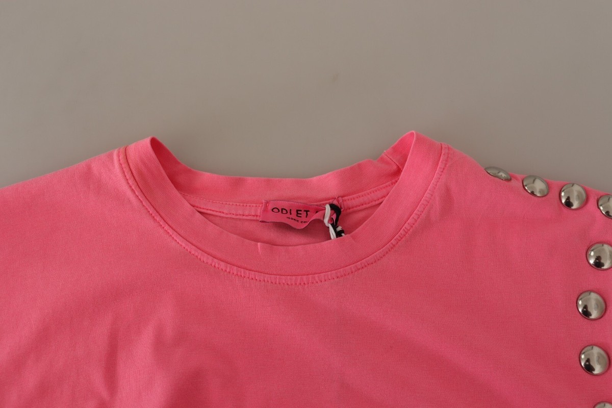 ODI ET AMO 売れ筋商品|||オーディー エト アモー Tシャツ トップス レディース Tops Pink ODI ET AMO Top T-shirt Pink Cotton Studded Short Sleeves