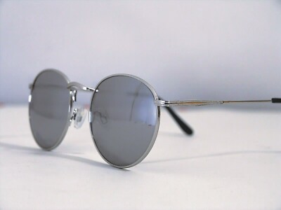 PFAUEN Damen Sonnenbrille Retro Vintage Stil rund silber Federstäbe gelb 