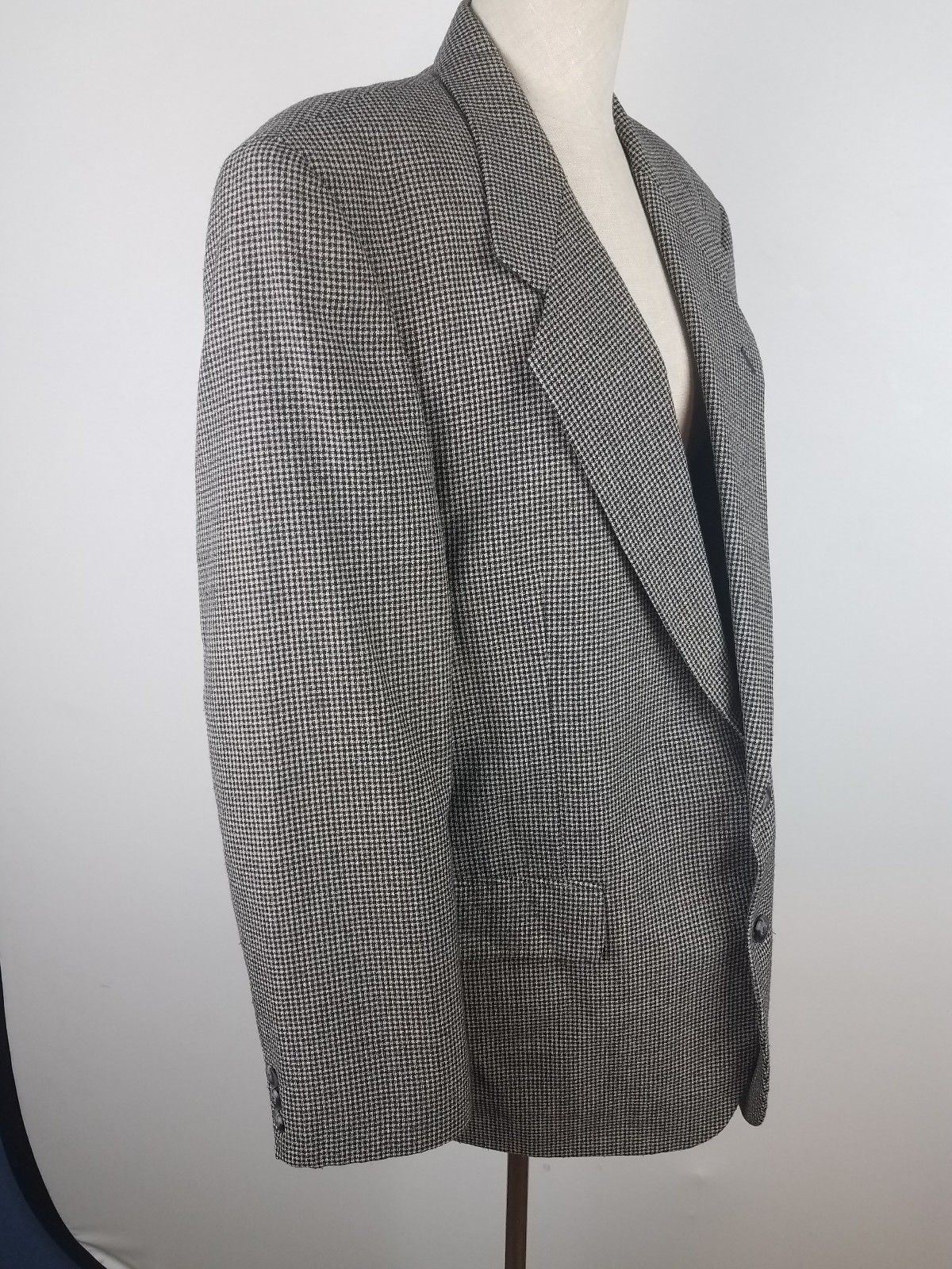 FILA Blazer giacca Hardy Amies Savile Row London 42R grigio a quadri con pied de poule