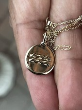 Anna Sheffield Aquarius Charm Pendant Diamond  Pearl 14 Karat 14k Kt Yellow Gold