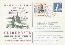 BERLIN 1958 Zuleitung-Mitläuferpost zum Erstflug Ethiopian Airlines ADDIS ABEBA
