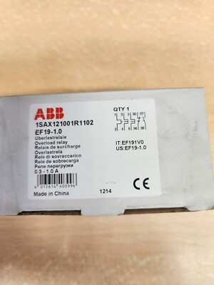 ABB EF19 Overload Relay 1NO + 1NC, 0.3 to1 A F.L.C, 1 A Contact Rating, 54 W, 3P