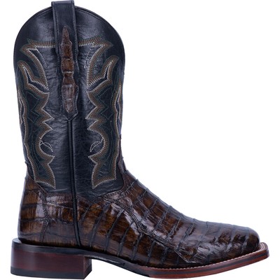 Dan Post Boots Kingsly Caiman Square Toe Cowboy  Mens Brown Dress Boots DP4860