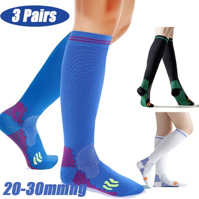 3PK 20-30mmHg Compression Knee High Stockings Leg Sock Support Relief Pain Edema