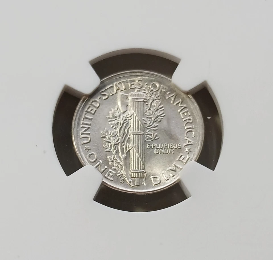 1942 S Broad Struck with Obverse Struck Thru Mercury Dime NGC MS 65 FB - Image 2 of 4