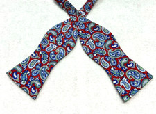 DANIEL CREMIEUX Men's Bow Tie 100 Silk Adjustable Red/Blue Paisley NWT 39.50