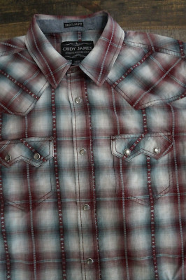 Cody James Pearl Snap Western Shirt Mens M Red Plaid Long Sleeve