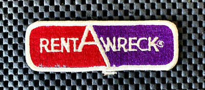 RENT A WRECK EMBROIDERED SEW ON PATCH PRE OWNED AUTO RENTAL 4 1/4'' x 1 1/4'' NOS