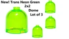 LEGO Dome Trans Neon Green Glass 2x2 Clear Lot of 3 Hero Villain Tool Science