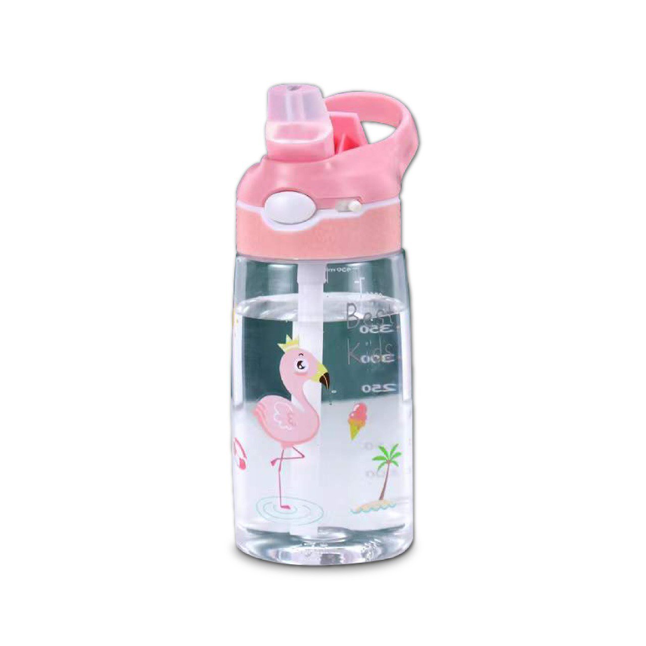 Leakproof BPA-Free Plastic Water Bottle for Kids with Silicone Straw ( 12 oz )