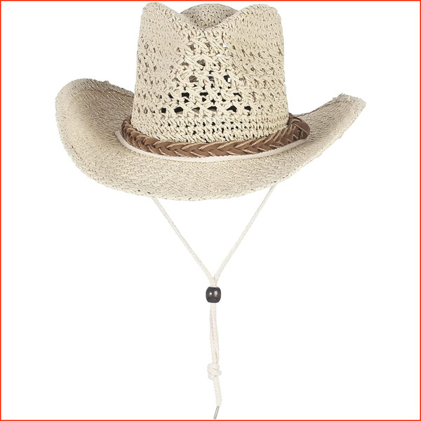 Strohhut Damen Cowboyhut Sommer Sonnenhut Strandhut Mit Breiter Krempe-image
