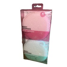 Clinical Works Body Sponges 4 Pack Rose  Eucalyptus Infused Exfoliating NEW