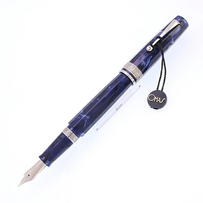 Y1214 OMAS Fountain Pen Paragon Blue Royal Silver Trim 14K/M smtbf