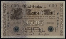 Germany  1000 Mark 1910 10 consecutive serial numbers green seal