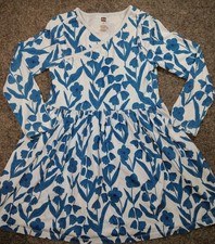Tea Collection Girls Floral Dress Size 6 Blue White Long Sleeve Twirl...