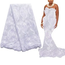 French African Lace Fabrics 5 Yards 2025 New White Swiss Fabric Nigerian Lace...