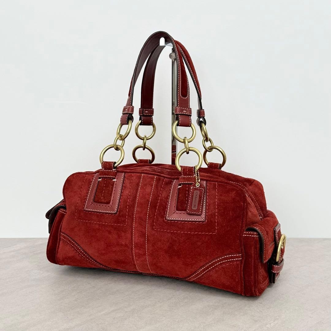 COACH Satchel Mia Soho Suede Red Vintage Authentic From Japan