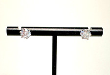 NEW IN BOX SIMULATED DIAMOND  STERLING SILVER STUD EARRINGS I21