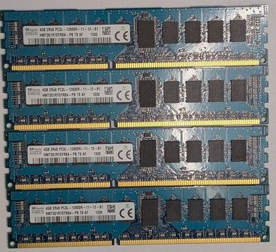 Lot of 4 SK Hynix 4GB 2Rx8 PC3L-12800R DDR3 1600MHz ECC REG Server RAM 16GB Kit