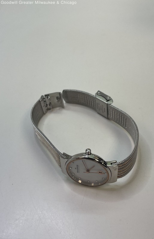 Skagen Denmark Women's Two Tone Cable Mesh MOP Dial Quartz Watch 34.3g