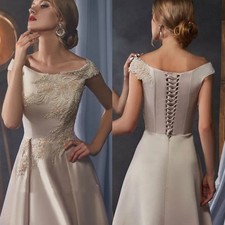 Elegant Tea Length A Line Mother of the Bride Vintage Guest Wedding Party Gowns