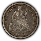 1873 10c Seated Liberty Silver Dime - Arrows - Deep Patina - VF- SKU-Y6631