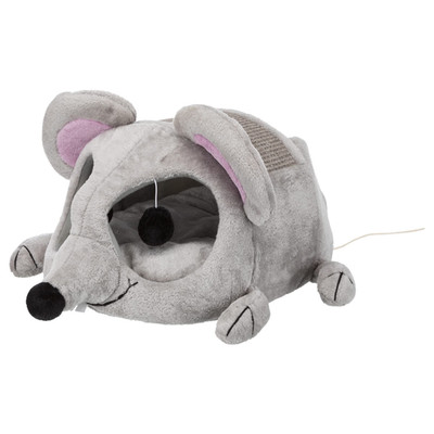 Trixie Lukas Cuddly Cave In Gray - Mouse-Shaped Cat Hideaway Sisal Scratching