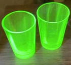 Set 2 Vintage Green Depression Uranium Glass  Shot Glasses