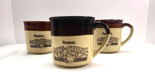 3 Hardees Coffee Mugs Brown Vintage 1989 Rise and Shine Retro Cabin Lodge Diner