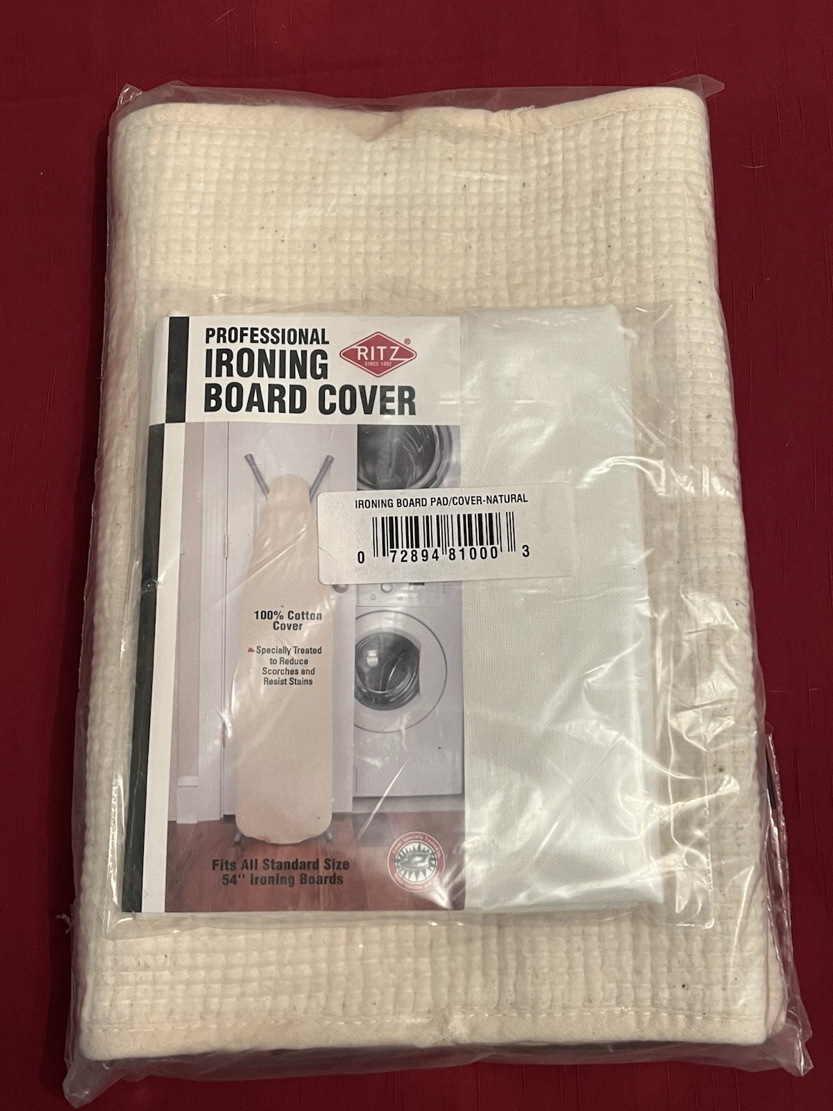 Ing Board Pad & Cover Fits 54&rdquo; 100% Cotton Natural