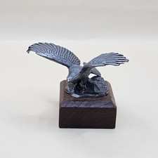 Pewter Eagle Stretching Wings on Wood Base Am...