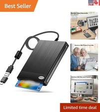 Plug-and-Play 3.5 Inch USB Floppy Disk Drive for Vintage Files - Black Finish