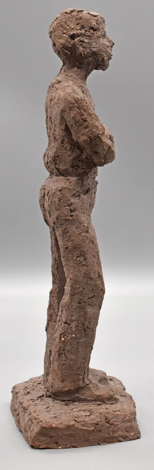 große moderne Ton- Statue Skulptur Brutalismus Atelier- Kunstwerk signiert H39cm - Bild 4 von 4