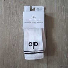 Alo Yoga Unisex Half-Crew Throwback Sock White / Black Size S