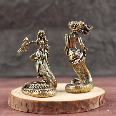 Bronze Medusa Greek Snake Woman Statue Desktop Decoration Art Craft