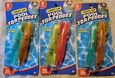Summertime 3~2-Pk Light-Up Swimming Pool Torpedoe Toy-Assorted Colors NEW 