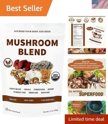 Organic 7 Mushroom Blend Powder -  Superfood for Cognitive Boost & Vitality