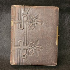 Early 1900s Victorian Embossed Leather Photograph PHOTO ALBUM Empty BEAUTIFUL