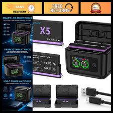2 Pack X5 Batteries with Dual LCD Charger Case for Insta360 Action Camera