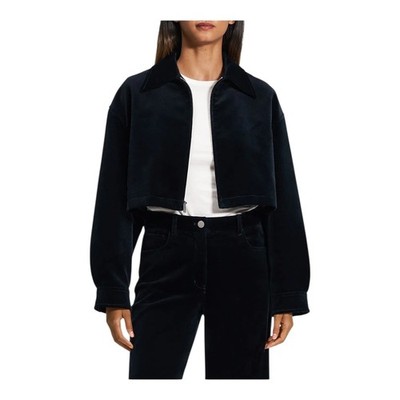 Theory Aline Zip Jacket Stretch Velvet 3 Baltic Blue Sz M NWT $475