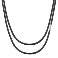 22" Leather Necklace Cord, 3mm Braided Leather Cord, Black/Silver