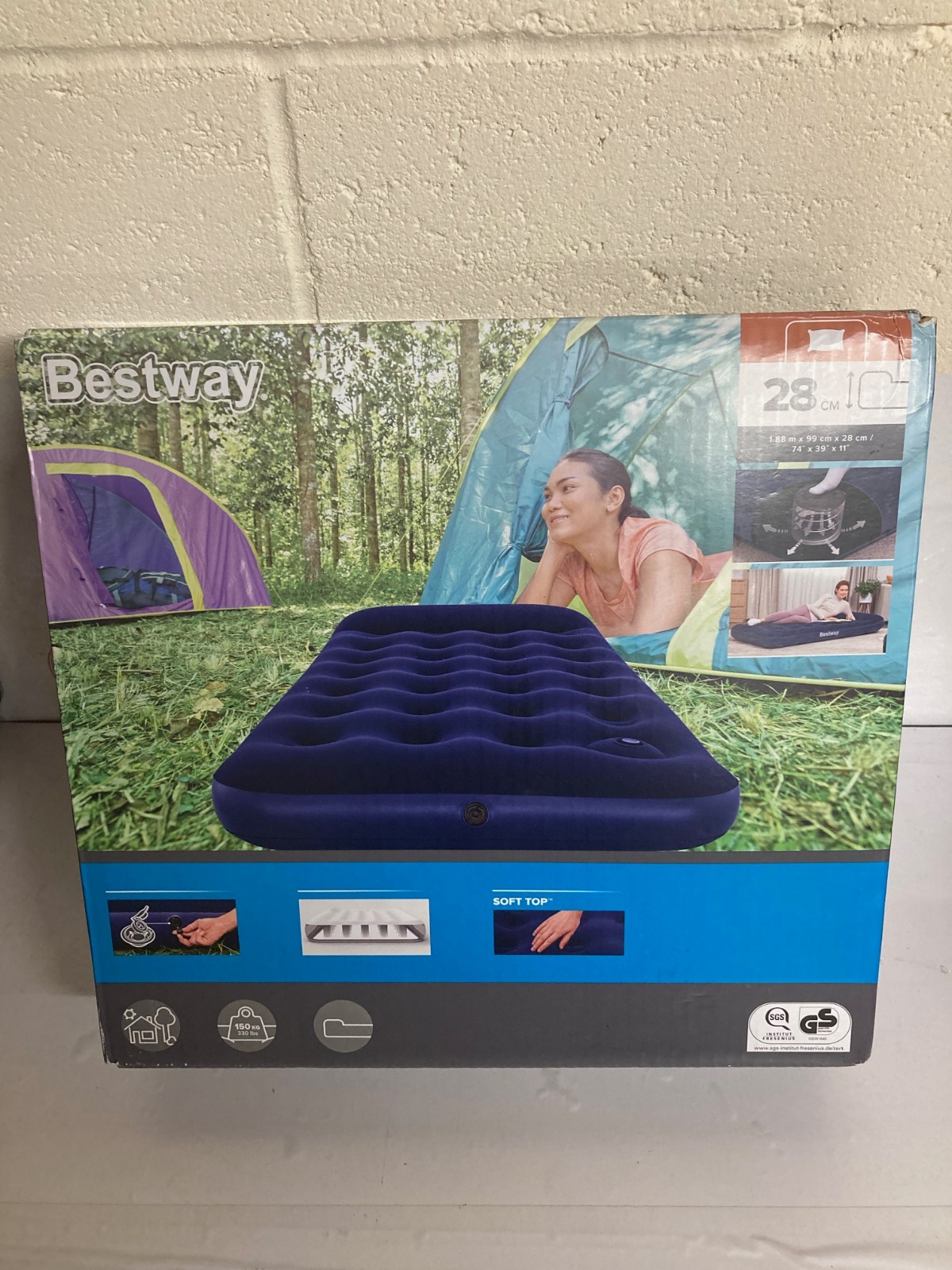 Bestway | Air Mattress, Twin Size with Built-In Foot Pump and Pillow