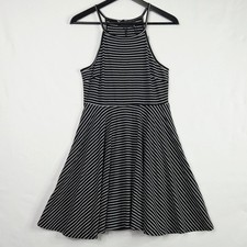 MINKPINK Cleveland Striped Dress M Black White Fit Flare NWT $82