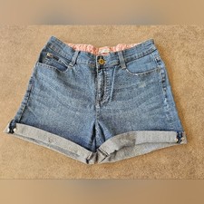 Women's 8 Lee folded cuff classic 5 pocket blue jean denim shorts summer casual